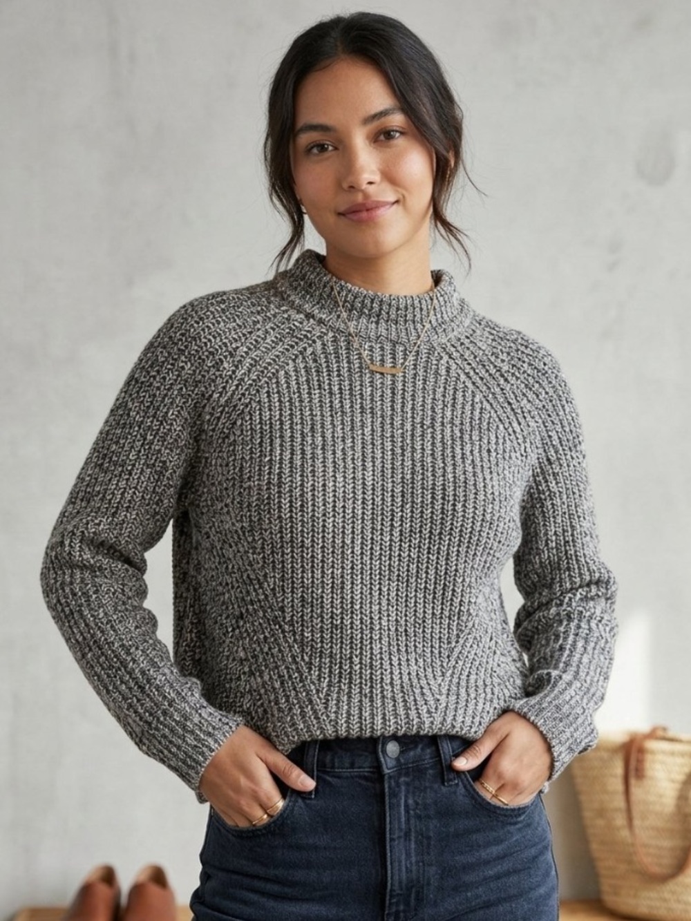 Marine Layer Ribbed Mock Neck Oversized Chunky Sweater Size XS